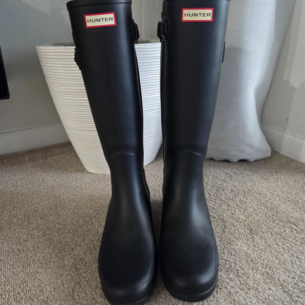 HUNTER rain boots black, matte size 7, EU 38